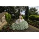 Ruffled Green On White Quinceanera Dress Lace Appliques Sweet 15 Gowns Off Shoulder 2024 Instagram Gowns Vestidos De 15 Anos