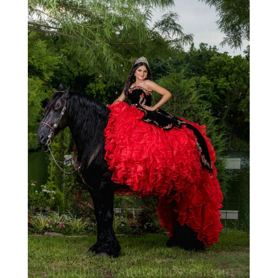 Ruffled Red On Black Quince Dresses Sleeveless Birthday Party Dress Lace Appliques Vestidos De 15 Anos Sweetheart Neck 2024 Instagram Gowns