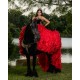 Ruffled Red On Black Quince Dresses Sleeveless Birthday Party Dress Lace Appliques Vestidos De 15 Anos Sweetheart Neck 2024 Instagram Gowns