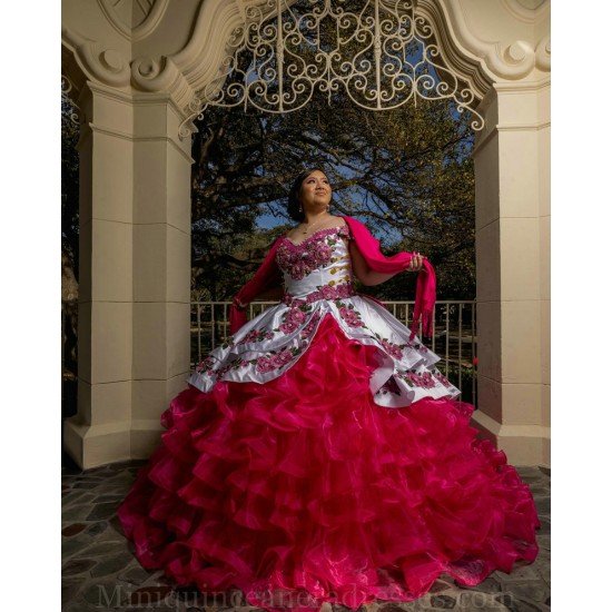 Ruffled Red Quinceanera Dress Lace Appliques Sweet 15 Gowns Off Shoulder Wear Pageant Sweetheart Neck 2024 Instagram Gowns