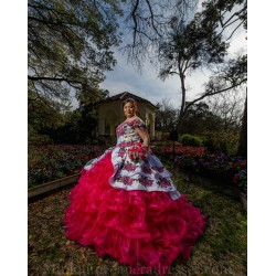 Ruffled Red Quinceanera Dress Lace Appliques Sweet 15 Gowns Off Shoulder Wear Pageant Sweetheart Neck 2024 Instagram Gowns