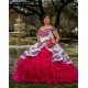 Ruffled Red Quinceanera Dress Lace Appliques Sweet 15 Gowns Off Shoulder Wear Pageant Sweetheart Neck 2024 Instagram Gowns