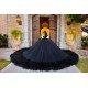 Ruffled Quinceanera Dress Sweetheart Neck Black Vestidos De 15 Anos Off Shoulder Crystal Sweet 15 Gowns