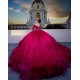 Ruffled Red Quinceanera Dress Sequin Sweetheart Neck Vestidos De 15 Anos Off Shoulder Instagram Gown