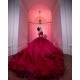 Ruffled Red Quinceanera Dress Sequin Sweetheart Neck Vestidos De 15 Anos Off Shoulder Instagram Gown