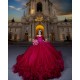 Ruffled Red Quinceanera Dress Sequin Sweetheart Neck Vestidos De 15 Anos Off Shoulder Instagram Gown