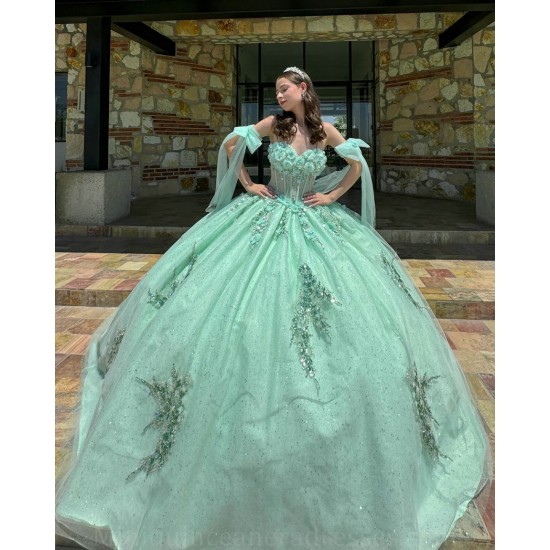 Sage Green Quinceanera Dresses Sweetheart Neck 2024 Ball Gown Sleeveless Princess Dress Lace Appliques Vestidos De 15 Anos