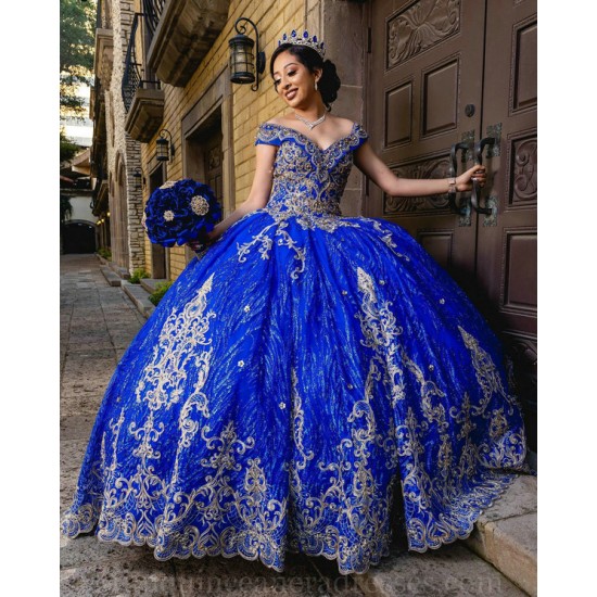 Sequin Blue Quince Dress Off Shoulder Vestidos De 15 Anos Sweetheart Neck Instagram Gowns Lace Appliques Birthday Party Dress