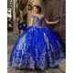 Sequin Blue Quince Dress Off Shoulder Vestidos De 15 Anos Sweetheart Neck Instagram Gowns Lace Appliques Birthday Party Dress