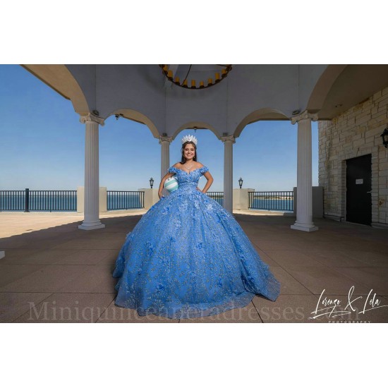 Sequin Sky Blue Quinceanera Dress Lace Appliques Sweet 15 Gowns Off Shoulder Vestidos De 15 Anos Sweetheart  Neck 2024 Instagram Gowns