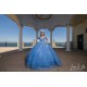 Sequin Sky Blue Quinceanera Dress Lace Appliques Sweet 15 Gowns Off Shoulder Vestidos De 15 Anos Sweetheart  Neck 2024 Instagram Gowns