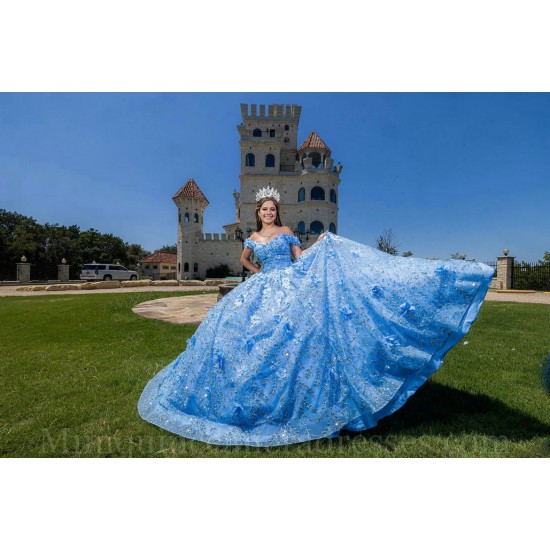 Sequin Sky Blue Quinceanera Dress Lace Appliques Sweet 15 Gowns Off Shoulder Vestidos De 15 Anos Sweetheart  Neck 2024 Instagram Gowns