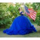 Sequin Top Ruffled Royal Blue Quinceanera Dresses Off The Shoulder Sweet 15 Dresses