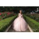 Short Sleeve Instagram Gowns Pink Quince Dress Vestidos De 15 Anos Lace Appliques Sweetheart Neck Birthday Party Dresses