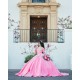 Short Sleeve Pink Quinceanera Dresses Appliques Crystals Beading Sequins Sweet 16 Dresses Ball Gown Customized