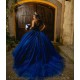 Sleeveless Instagram Gowns Navy Blue Quince Dress Vestidos De 15 Anos Lace Appliques Sweetheart Neck Birthday Party Dresses