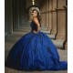 Sleeveless Instagram Gowns Navy Blue Quince Dress Vestidos De 15 Anos Lace Appliques Sweetheart Neck Birthday Party Dresses