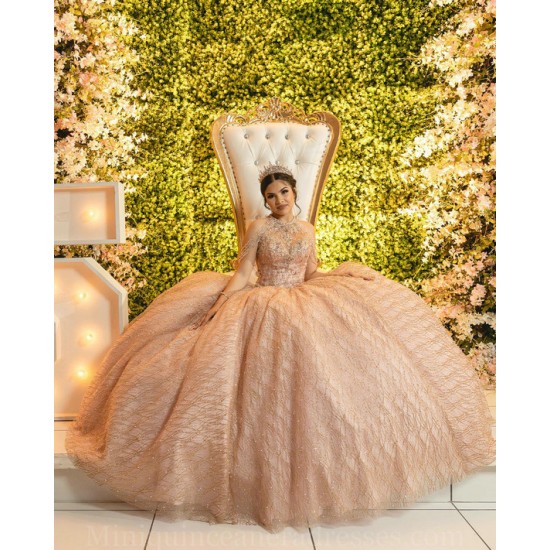 Sleeveless Vestidos De 15 Anos Rose Gold Quince Dress Lace Appliques Sweetheart Neck Instagram Gowns Birthday Party Dresses