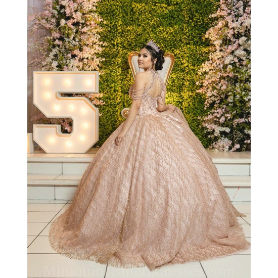 Sleeveless Vestidos De 15 Anos Rose Gold Quince Dress Lace Appliques Sweetheart Neck Instagram Gowns Birthday Party Dresses