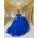 Sleeveless Vestidos De 15 Anos Royal Blue Quince Dress Sweetheart Neck Instagram Gowns 3D Flowers Birthday Party Dress