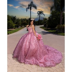 Sleeveless Coral Quinceanera Dress Sweet 15 Gowns Sequin Wear Pageant Sweetheart Neck Vestidos De 15 Anos With Bow