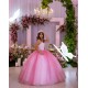 Sleeveless Hot Pink Quince Dress Sweetheart Neck Vestidos De 15 Anos Sequin Birthday Party Dress