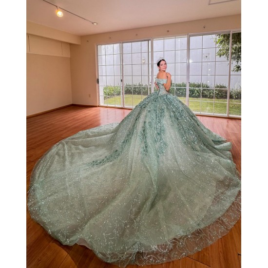 Sleeveless Vestidos De 15 Anos Sage Green Quinceanera Dress 2024 Lace Appliques Cocktail Dresses