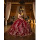 Spaghetti Strap Burgundy Quince Dresses Sweetheart Neck Vestidos De 15 Anos Birthday Party Dress Lace Appliques 2024 Instagram Gowns