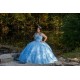 Spaghetti Strap Instagram Gowns Sky Blue Quince Dress Sleeveless Vestidos De 15 Anos Lace Appliques Sweetheart Neck Birthday Party Dresses