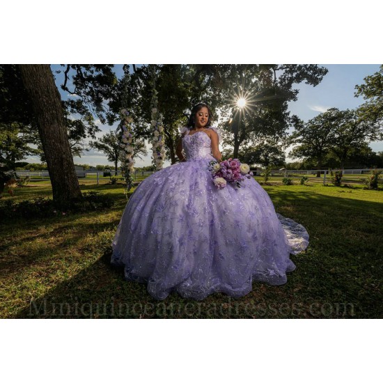 Spaghetti Strap Lilac Quinceanera Dress Sweetheart Neck Sweet 15 Gowns Lace Appliques 2024 Instagram Gowns Vestidos De 15 Anos