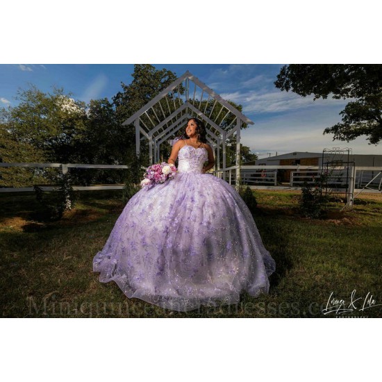 Spaghetti Strap Lilac Quinceanera Dress Sweetheart Neck Sweet 15 Gowns Lace Appliques Vestidos De 15 Anos Sleeveless 2024 Instagram Gowns