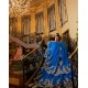 Spaghetti Strap Blue Quinceanera Dress Lace Appliques Tiered Vestidos De 15 Anos With Chapel Train