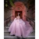 Spaghetti Strap Pink Quinceanera Dress Sequin Sleeveless Vestidos De 15 Anos Sweetheart Neck Tiered Sweet 15 Gowns