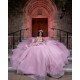 Spaghetti Strap Pink Quinceanera Dress Sequin Sleeveless Vestidos De 15 Anos Sweetheart Neck Tiered Sweet 15 Gowns