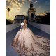 Strapless Champagne Quinceanera Dress Sleeveless Sweet 15 Gowns Sequin Wear Pageant Lace Appliques Sweetheart Neck Vestidos De 15 Anos