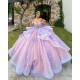 Strapless Lilac Quinceanera Dress 2024 Princess Ball Gown Sweetheart Prom Dress With Detachable Train