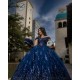 Sweetheart Neck Navy Blue Quinceanera Dress Lace Appliques Sweet 15 Gowns Off Shoulder 2024 Instagram Gowns Vestidos De 15 Anos