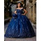 Sweetheart Neck Navy Blue Quinceanera Dress Lace Appliques Sweet 15 Gowns Off Shoulder 2024 Instagram Gowns Vestidos De 15 Anos