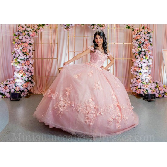 Sweetheart Neck Pink Quinceanera Dress 3D Flowers Sweet 15 Gowns Off Shoulder 2024 Instagram Gowns Vestidos De 15 Anos