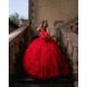 Sweetheart Neck Red Quinceanera Dress 3D Flowers Sweet 15 Gowns Sleeveless 2024 Instagram Gowns Vestidos De 15 Anos