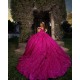 Sweetheart Neck Fuchsia Quinceanera Dress Sequin Vestidos De 15 Anos Off Shoulder Instagram Gown