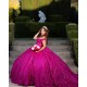 Sweetheart Neck Fuchsia Quinceanera Dress Sequin Vestidos De 15 Anos Off Shoulder Instagram Gown