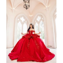 Sweetheart Neck Red Quinceanera Dress Off Shoulder Women 2024 Ball Gown Instagram Vestidos De 15 Anos