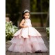 Tiered Sleeveless Pink Little Girl Dresses With 3D Flowers