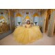 V Neck Gold Quinceanera Dress Off Shoulder Sweet 15 Gowns Lace Appliques Vestidos De 15 Anos Ruffled 2024 Instagram Gowns