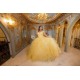 V Neck Gold Quinceanera Dress Off Shoulder Sweet 15 Gowns Lace Appliques Vestidos De 15 Anos Ruffled 2024 Instagram Gowns