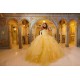 V Neck Gold Quinceanera Dress Off Shoulder Sweet 15 Gowns Lace Appliques Vestidos De 15 Anos Ruffled 2024 Instagram Gowns