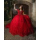 V Neck Off Shoulder Red Quince Dresses Vestidos De 15 Anos Birthday Party Dress Lace Appliques 2024 Instagram Gowns