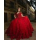 V Neck Off Shoulder Red Quince Dresses Vestidos De 15 Anos Birthday Party Dress Lace Appliques 2024 Instagram Gowns