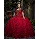 V Neck Off Shoulder Red Quince Dresses Vestidos De 15 Anos Birthday Party Dress Lace Appliques 2024 Instagram Gowns